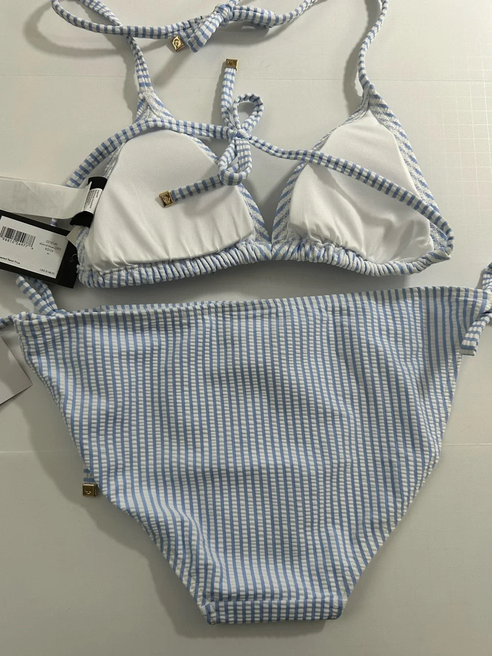 Kate Spade Light Diamond Blue White Striped Bikini Set